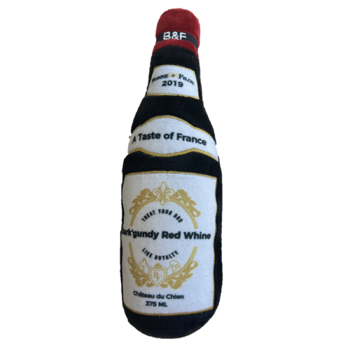 Red Whine Squeaky Wine Bottle Plush Dog Toy