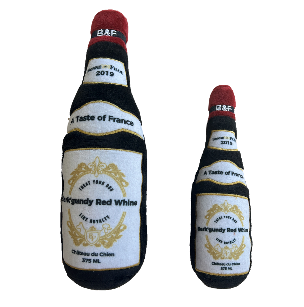 Red Whine Squeaky Wine Bottle Plush Dog Toy