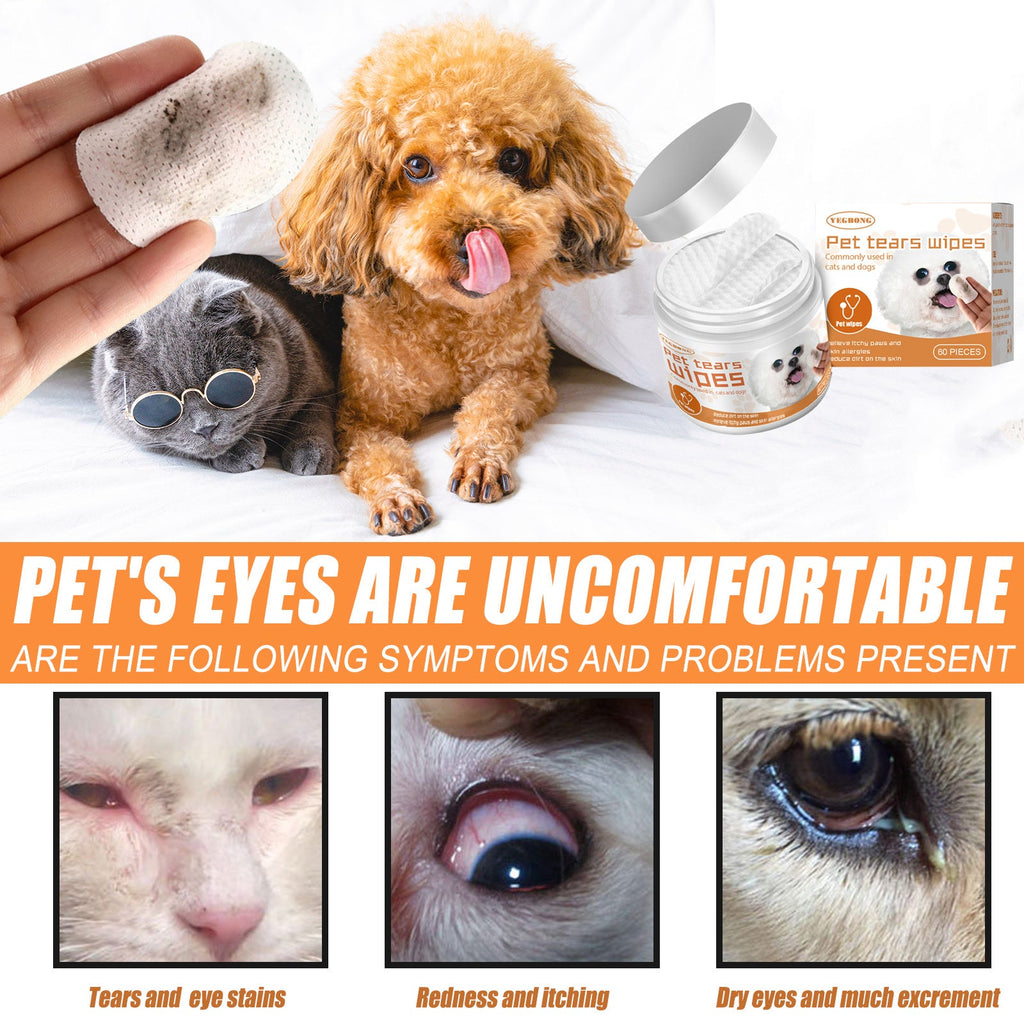 Gentle Tear Stain Wipes for Dogs and Cats