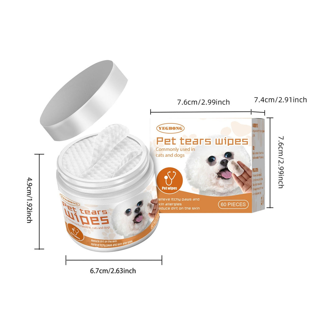 Gentle Tear Stain Wipes for Dogs and Cats