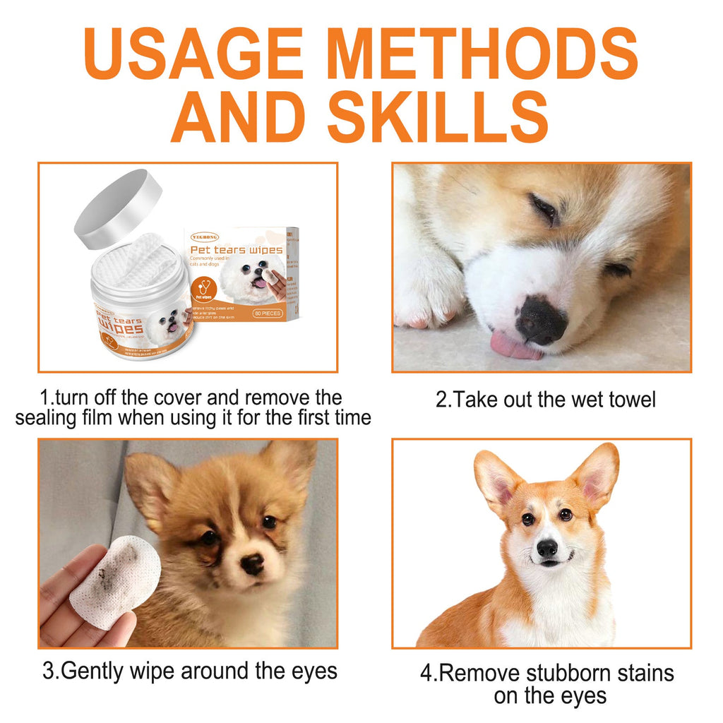 Gentle Tear Stain Wipes for Dogs and Cats