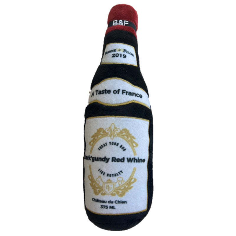 Red Whine Squeaky Wine Bottle Plush Dog Toy